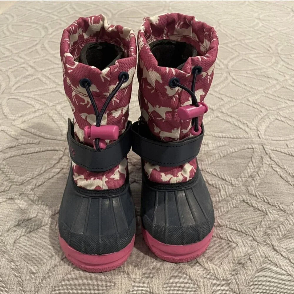 Hatley Sz 7 Pink Horse Print Snow Boots